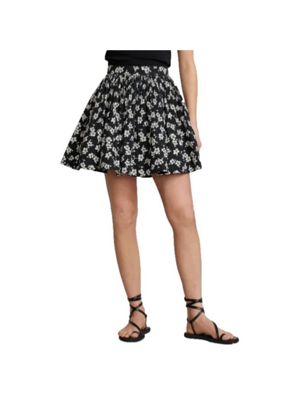 Polo by Ralph Lauren black and white floral pleated A-line skirt Size 12